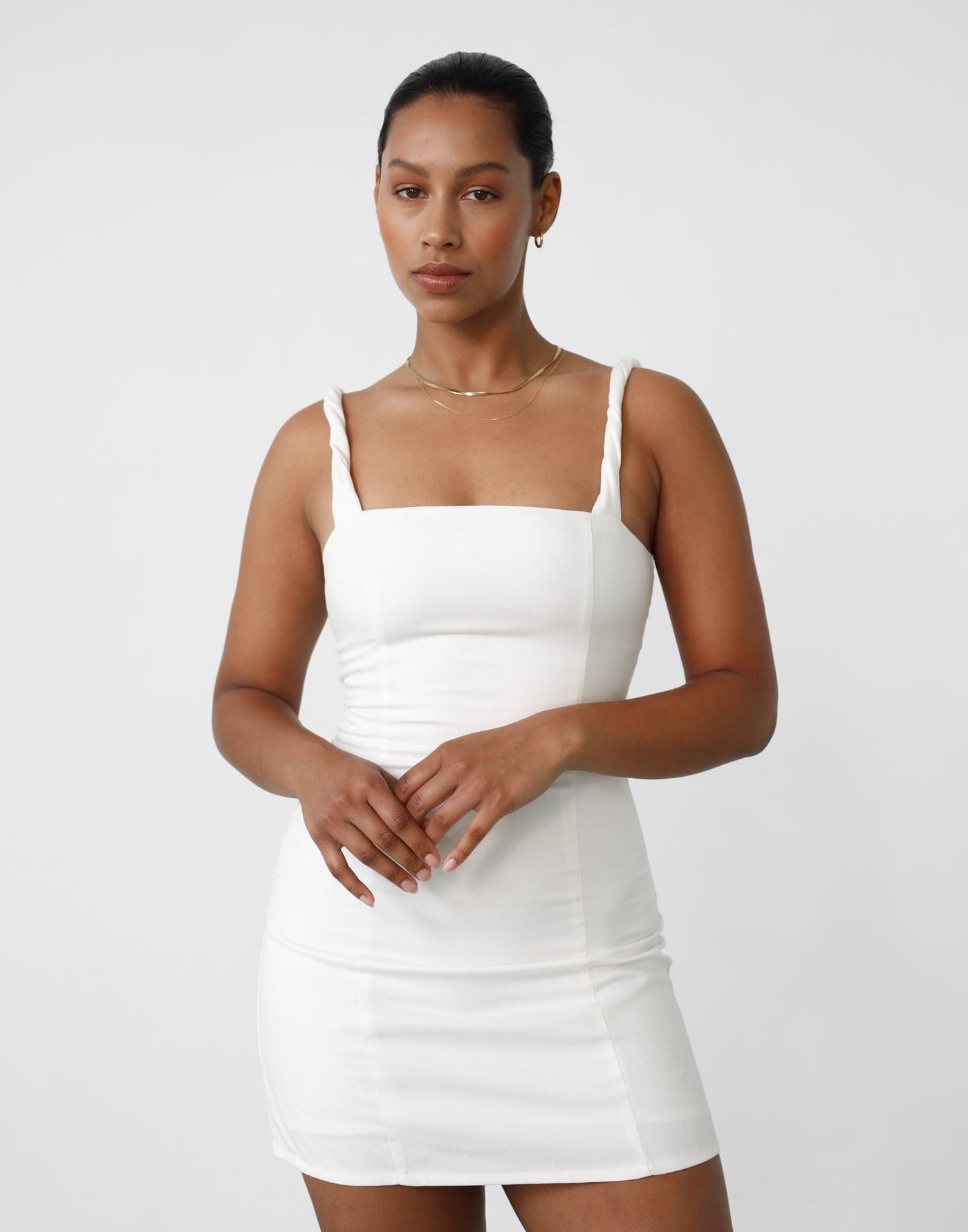 Bacalar Mini Dress (White) - White Mini Dress - Women's Dress - Charcoal Clothing