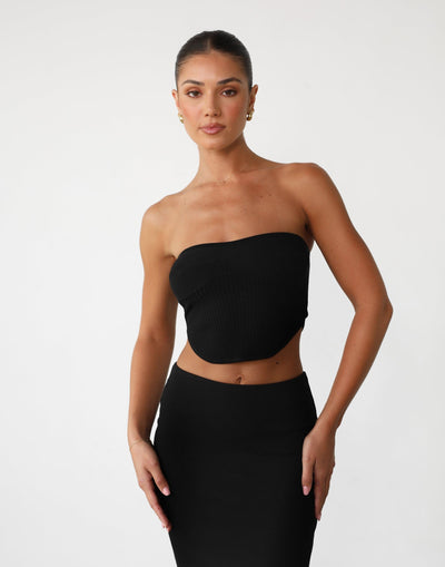 Adara Top (Black) - Black Strapless Crop Top - Women's Top - Charcoal Clothing
