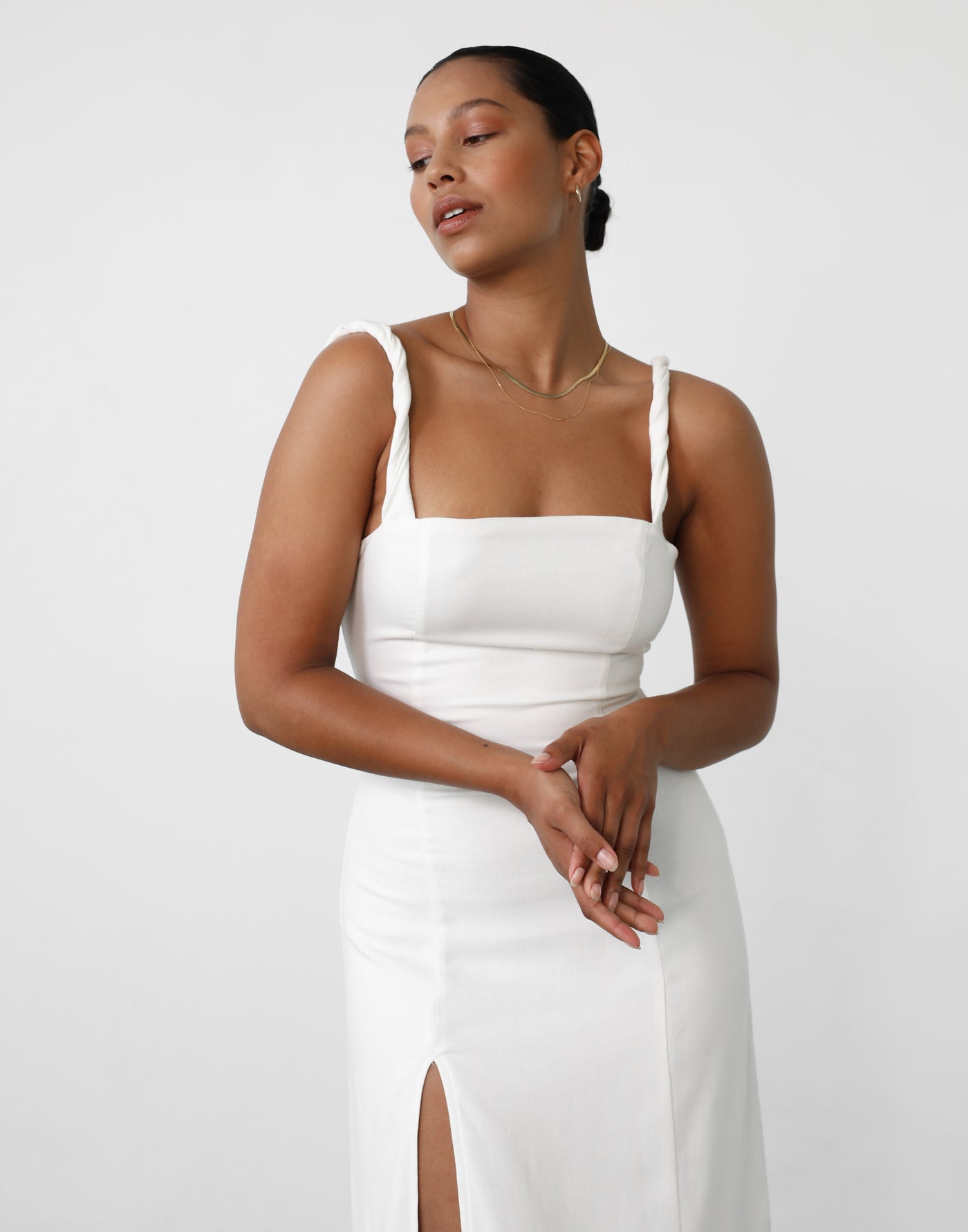 Bacalar Maxi Dress (White) - Twisted Strap Maxi Dress - Women's Dress - Charcoal Clothing