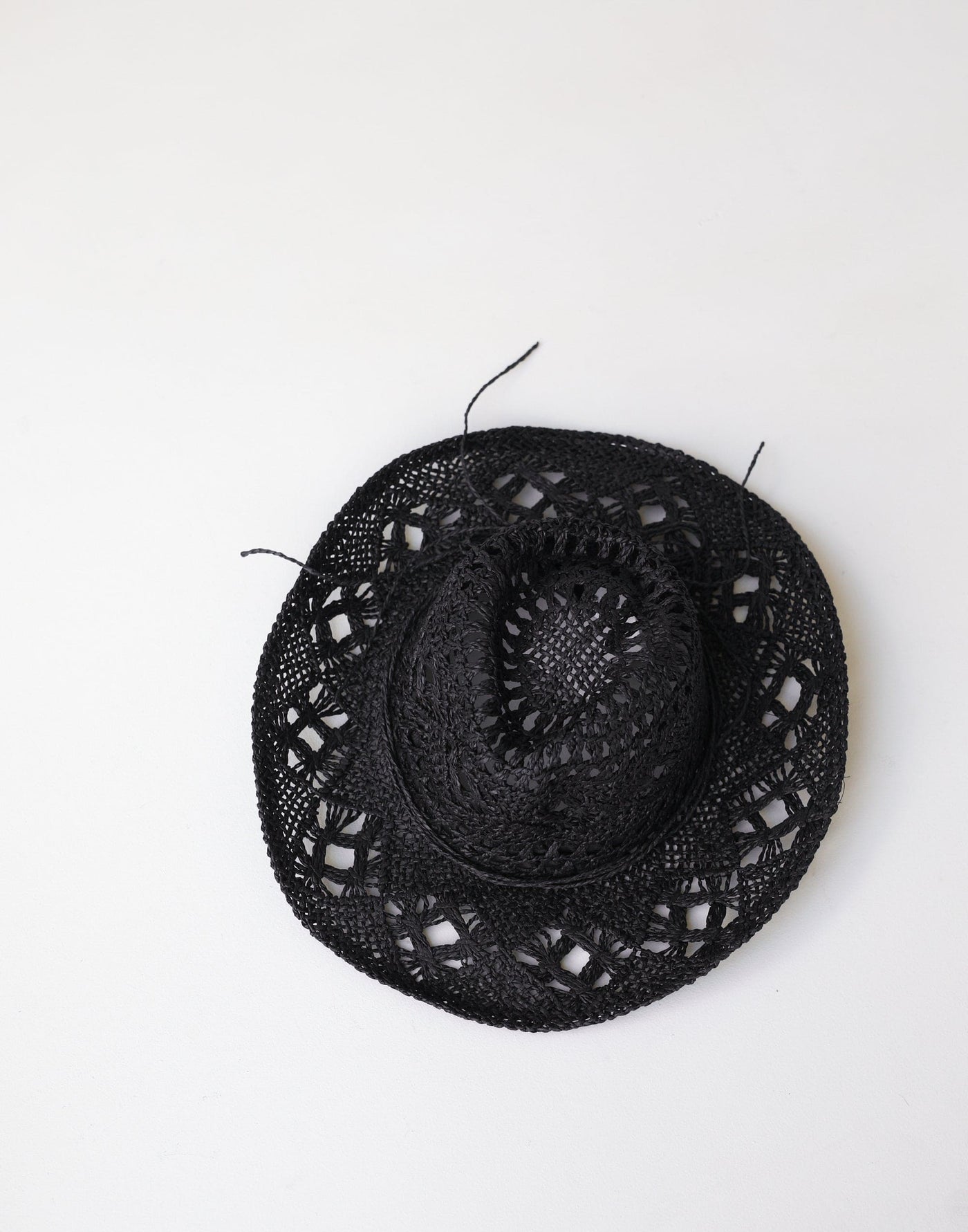 Mia Cowboy Hat (Black) - Woven Western Straw Hat With Bow - Women's Accessories - Charcoal Clothing