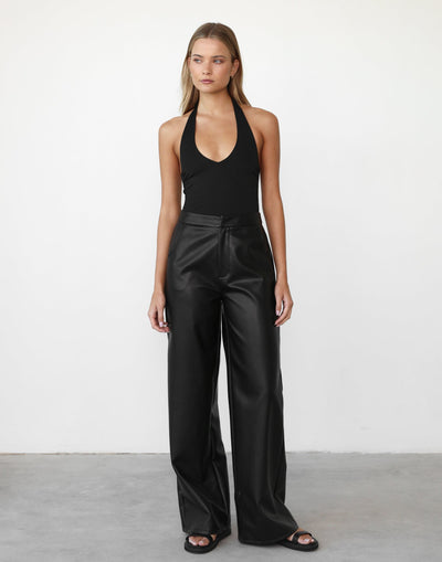 Amira Bodysuit (Black) - Low Back Halter Neck Bodysuit - Women's Top - Charcoal Clothing