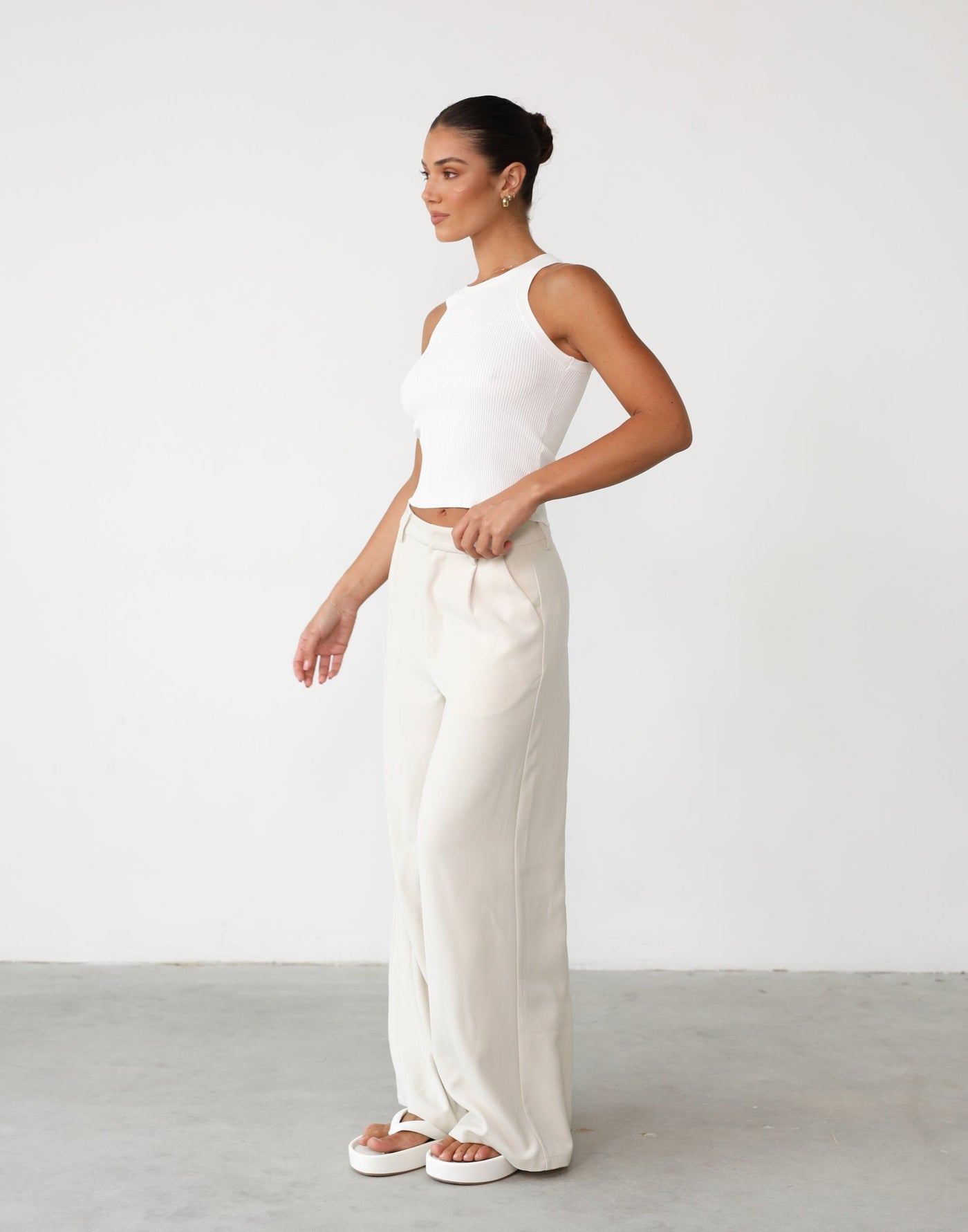 Cassidy Tank Top (White) | Ribbed Tank Top - Women's Pants - Charcoal Clothing