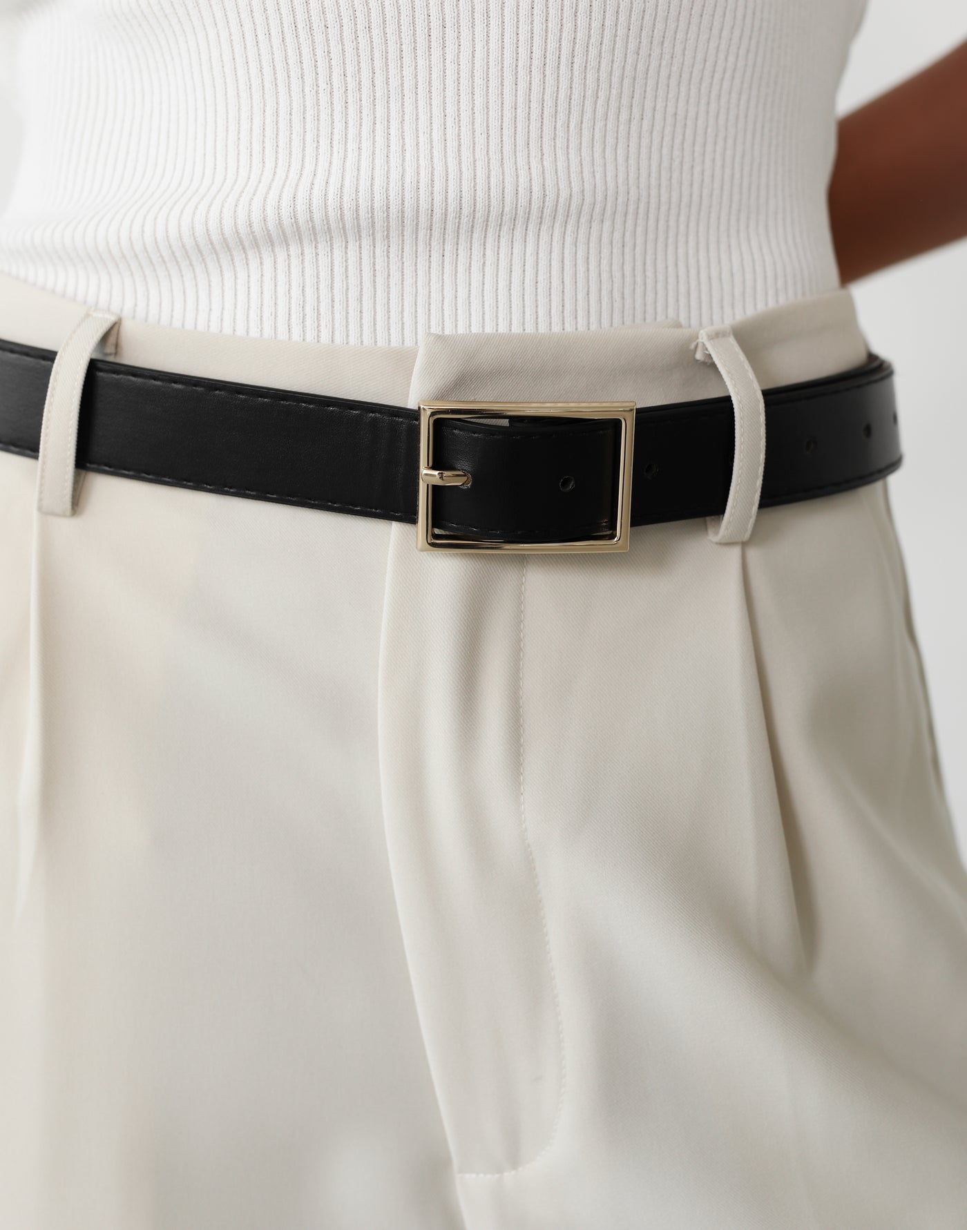 Amber Belt (Black) - Black Faux Leather Belt - Women's Accessories - Charcoal Clothing