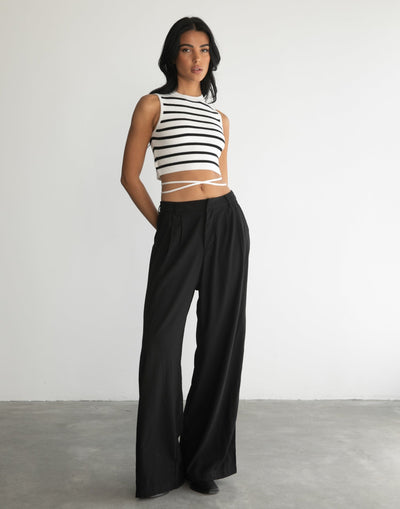 Lanter Tank Top (Black/White) - Black and White Stripe Tank Top - Women's Top - Charcoal Clothing