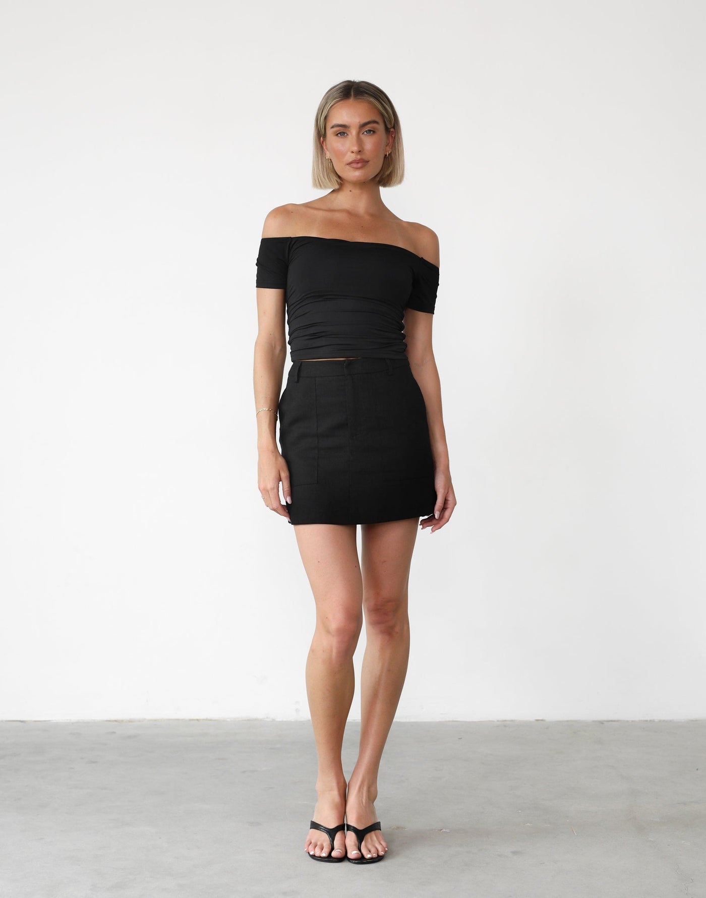 Leena Top (Black) | Charcoal Clothing Exclusive - One Shoulder Asymmetrical Hem Top - Women's Top - Charcoal Clothing