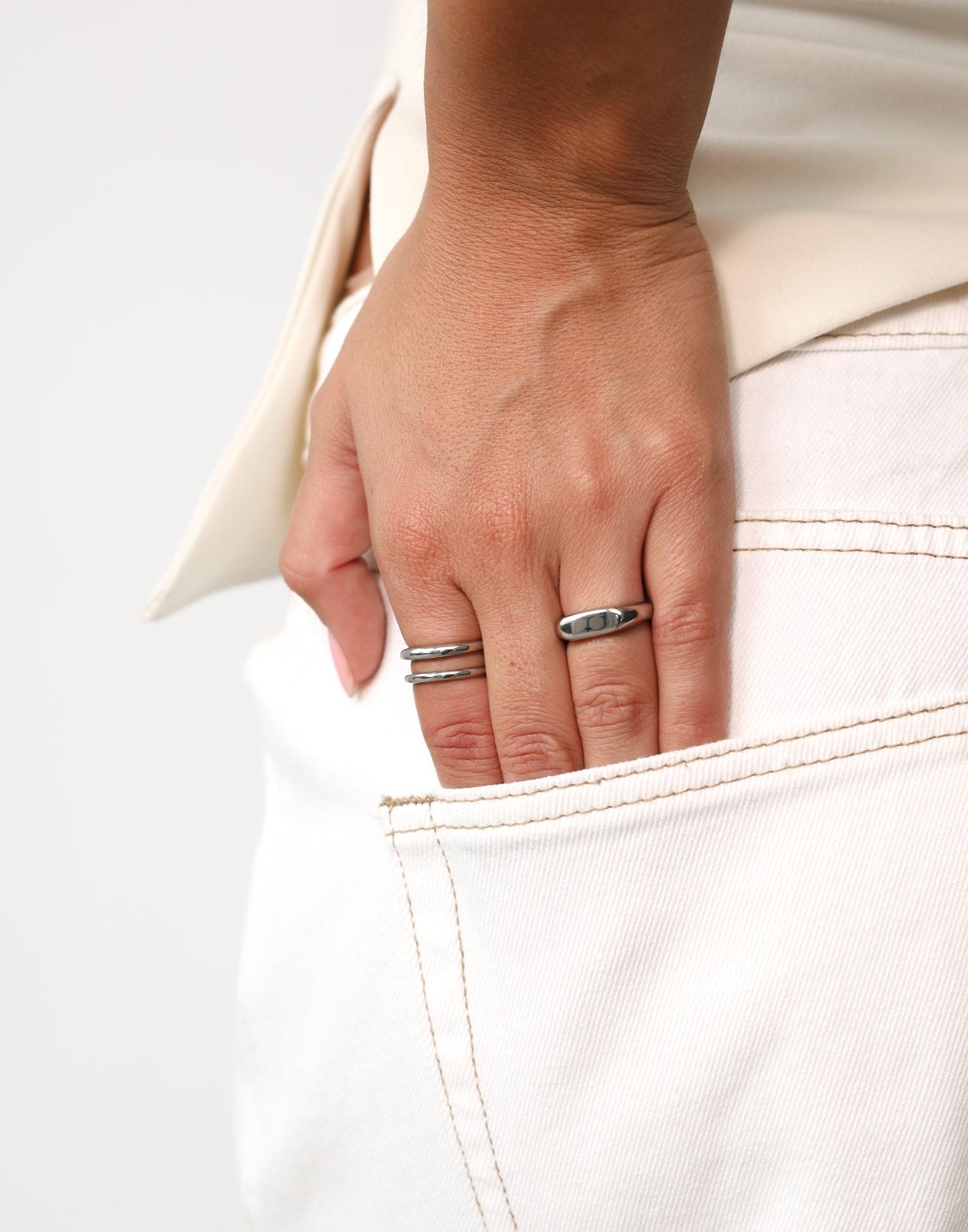 Jovon Ring (Silver) | Charcoal Clothing Exclusive - Rectangular Flat Top Ring - Women's Accessories - Charcoal Clothing