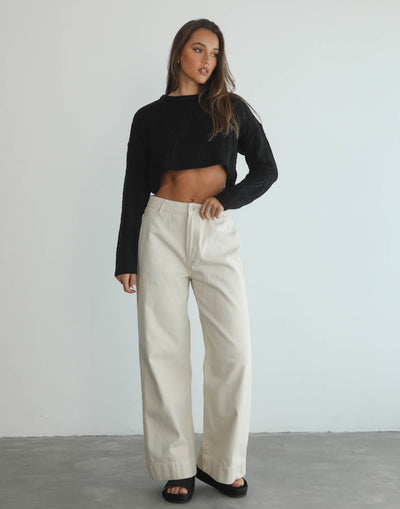 Stanton Cropped Jumper (Black) - Cropped Knit Jumper - Women's Top - Charcoal Clothing
