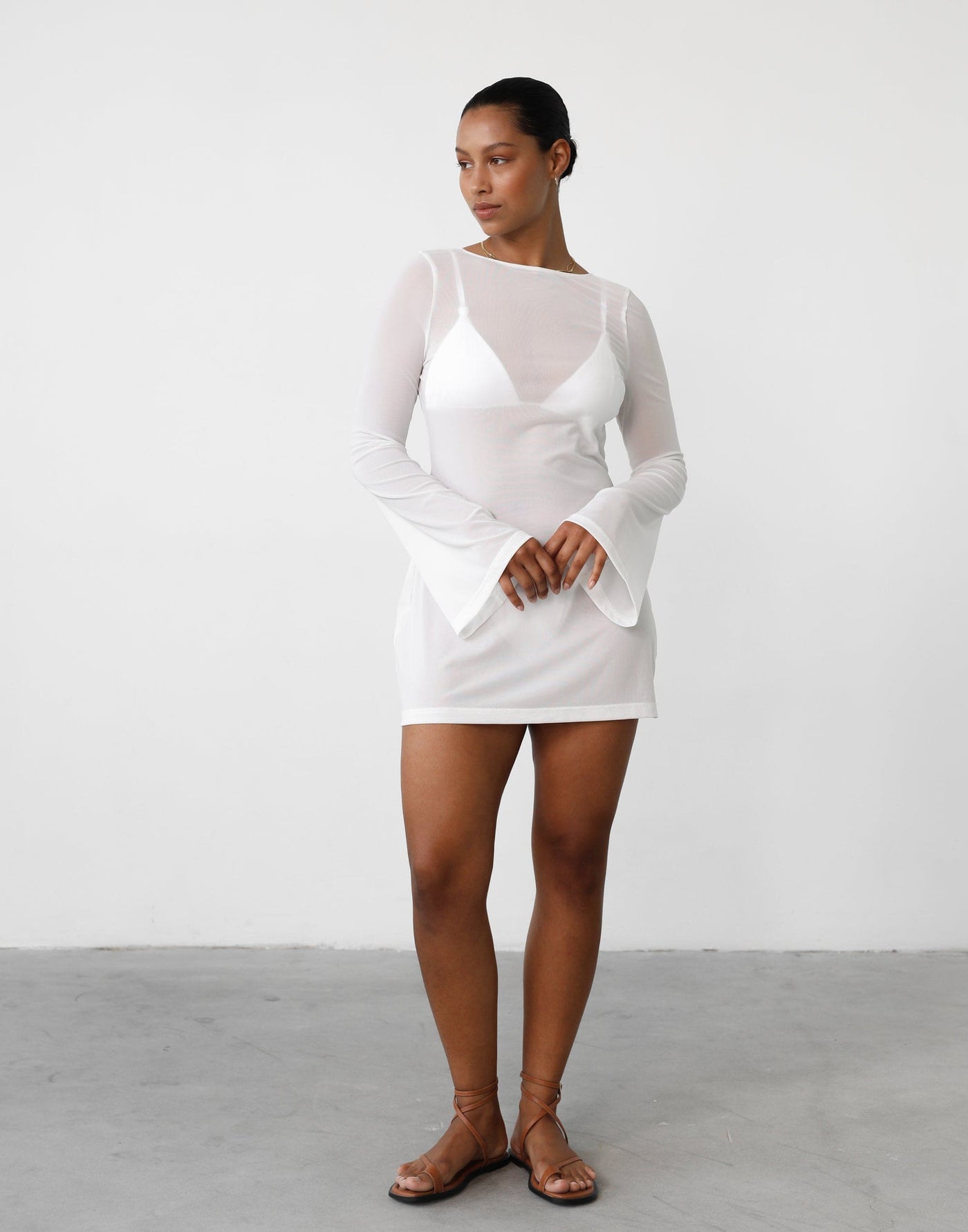 Make Waves Mini Dress (White) - White Mini Dress - Women's Top - Charcoal Clothing