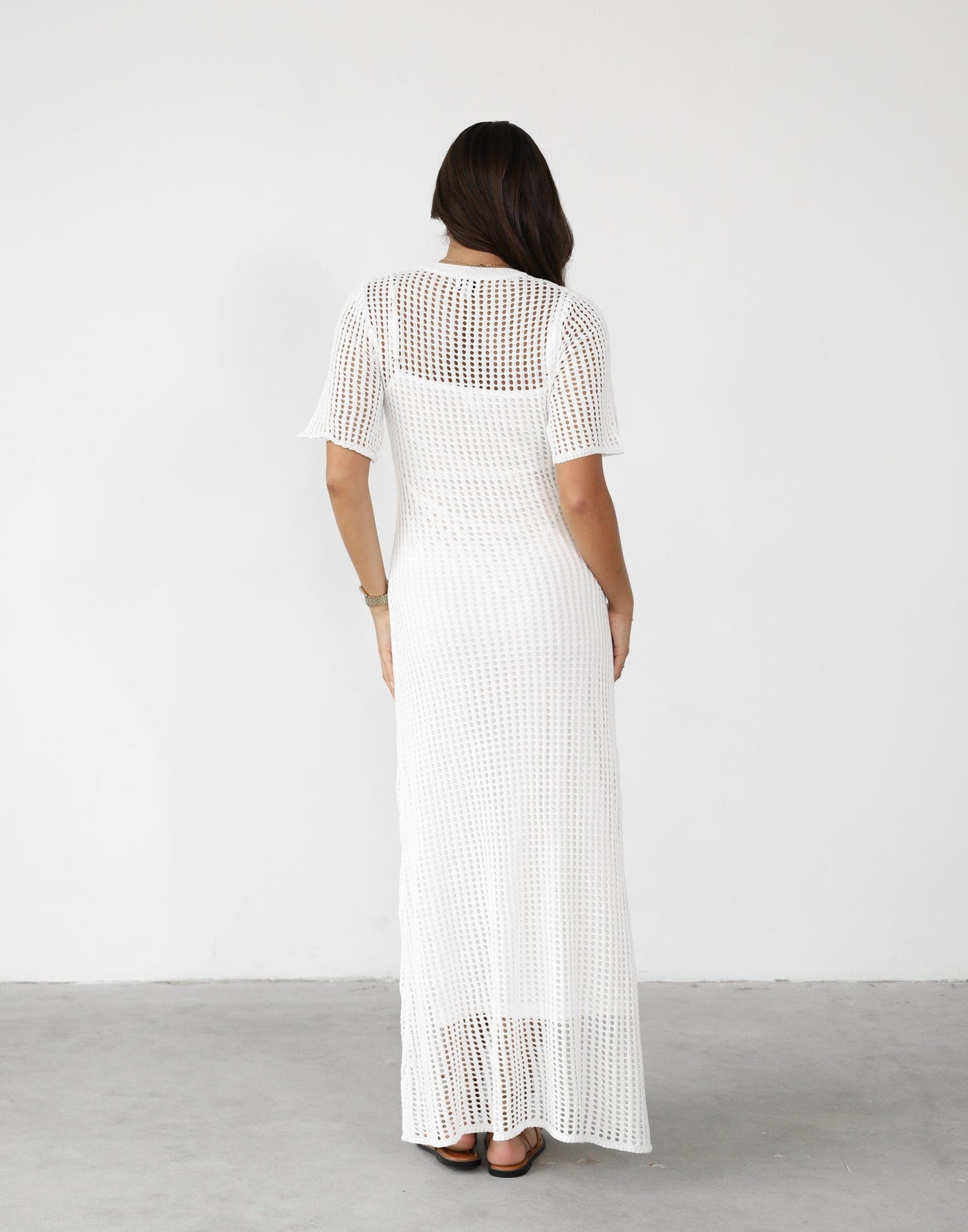 Phoemela Maxi Dress (White) - Crochet Maxi dress - Women's Dress - Charcoal Clothing