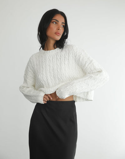 Seba Knit Jumper (White) - White Knit Jumper - Women's Top - Charcoal Clothing
