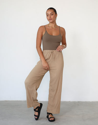 Malti Pants (Tan) - Drawstring Relaxed Textured Pants - Women's Pants - Charcoal Clothing