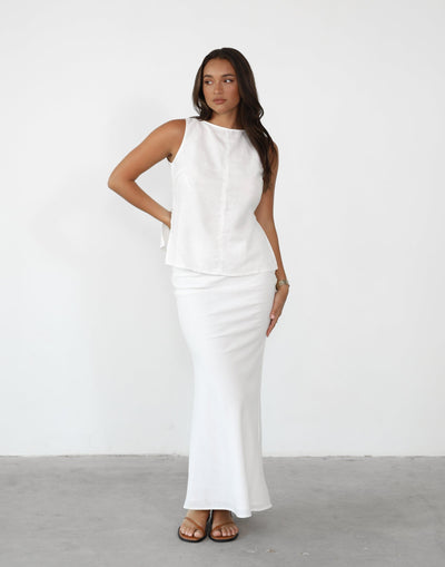Lestari Top (White) - Linen Blend Top - Women's Top - Charcoal Clothing