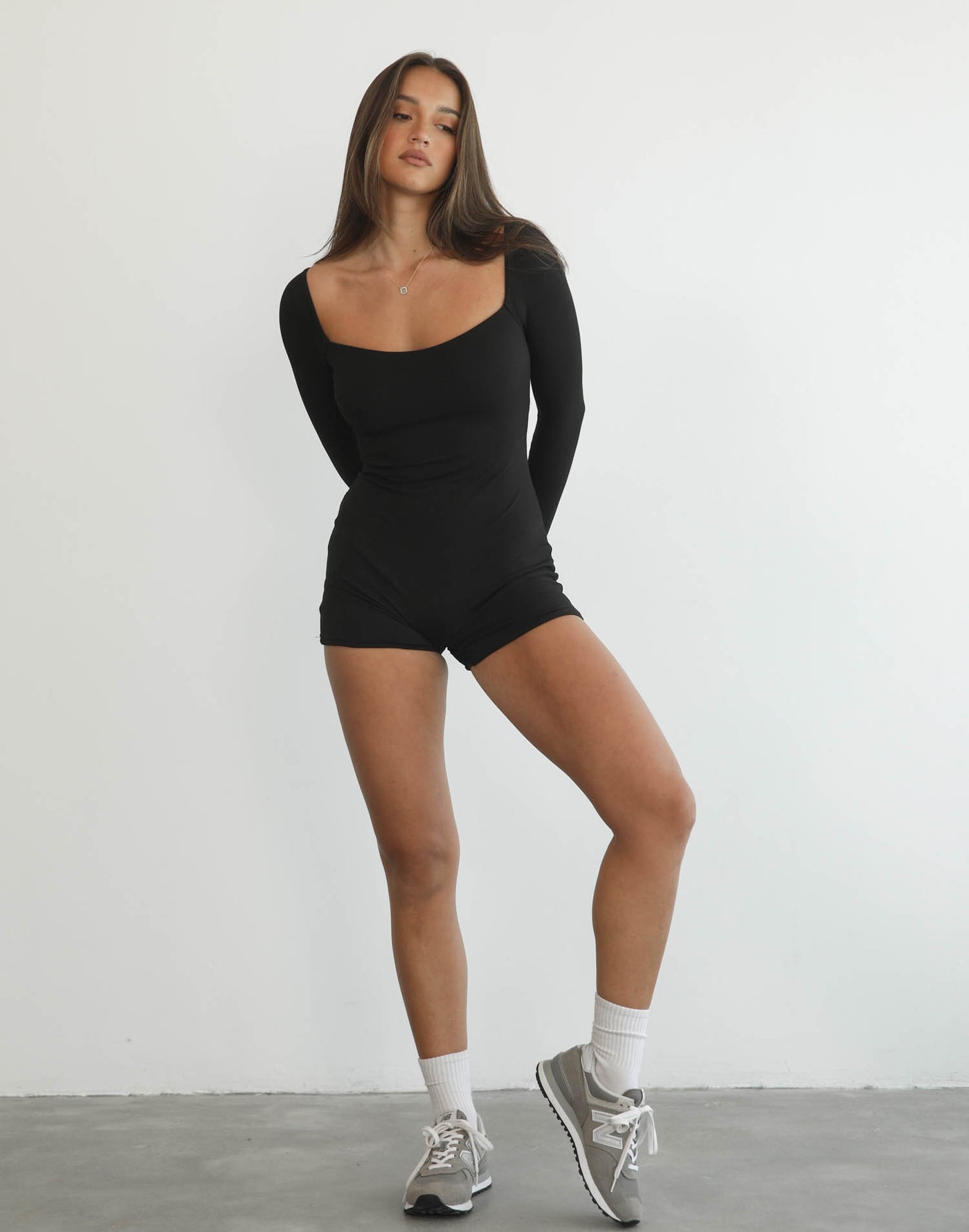 Diaz Playsuit (Black) - Long Sleeve Playsuit - Women's Playsuit - Charcoal Clothing