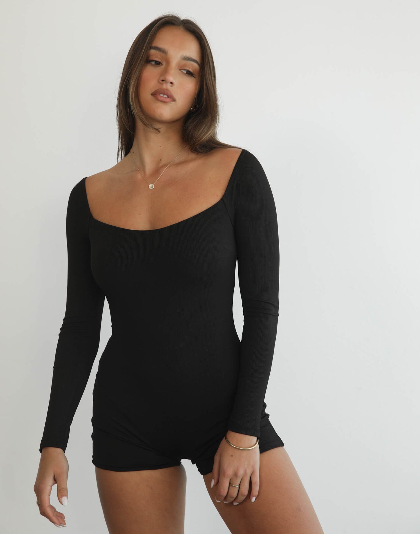 Diaz Playsuit (Black) - Long Sleeve Playsuit - Women's Playsuit - Charcoal Clothing