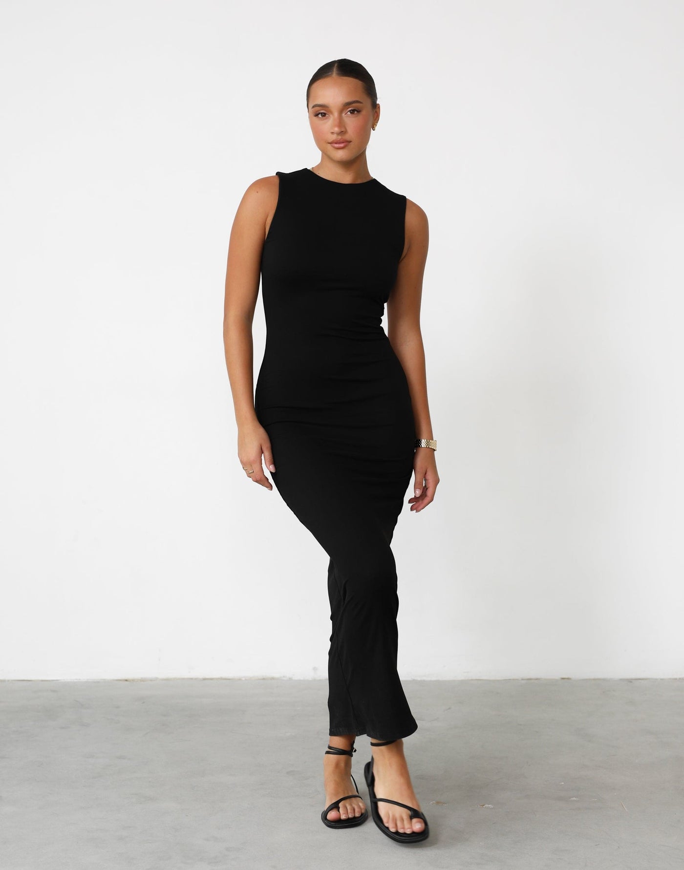Fable Maxi Dress (Black) - High Neck Bodycon Jersey Maxi Dress - Women's Dress - Charcoal Clothing