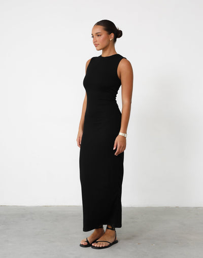 Fable Maxi Dress (Black) - High Neck Bodycon Jersey Maxi Dress - Women's Dress - Charcoal Clothing