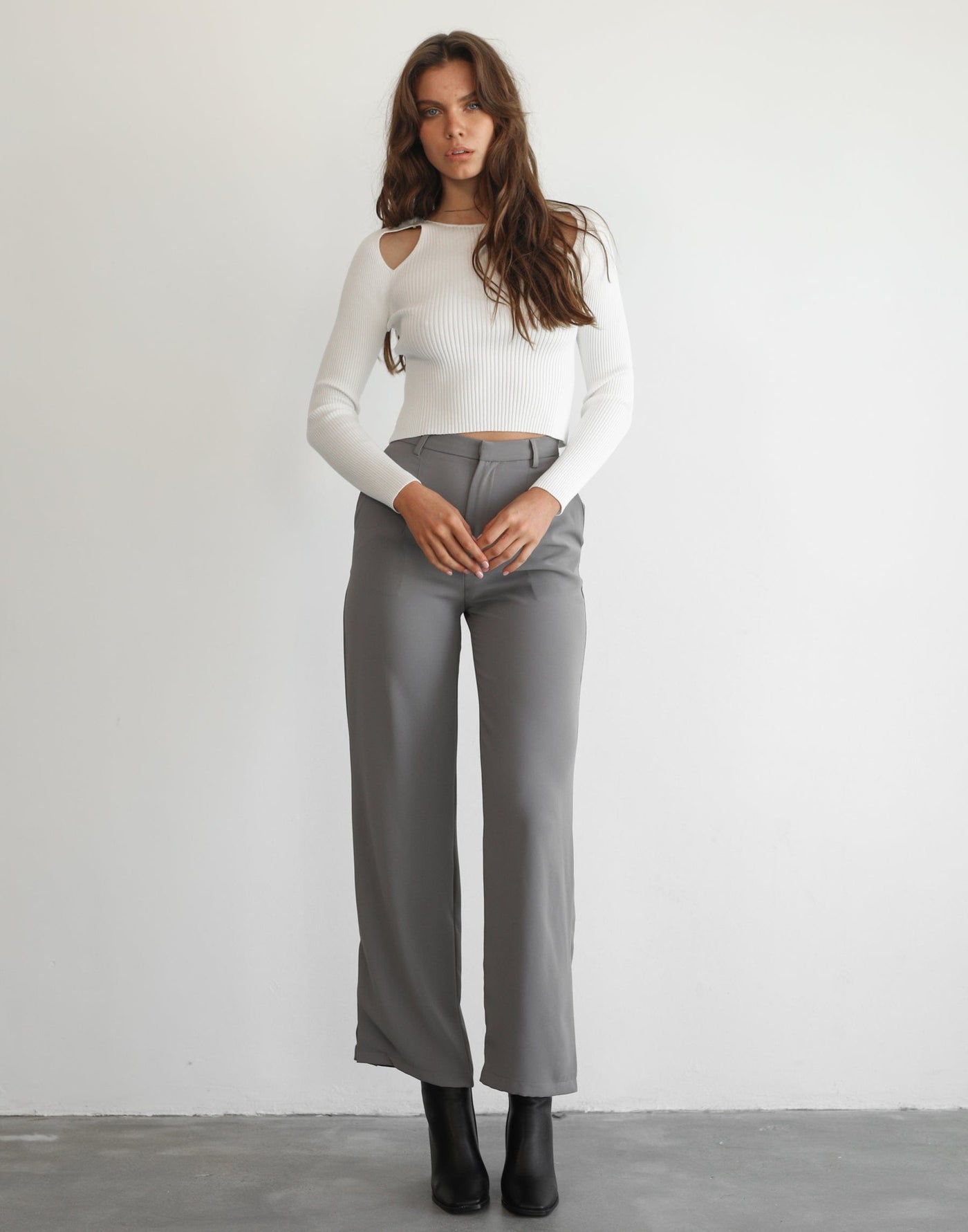 Celeste Long Sleeve Top (White) - White Long Sleeve Top - Women's Tops - Charcoal Clothing