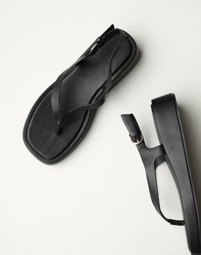 Lianna Sandals (Black) - By Billini - Platform Thong Sandals - Women's Shoes - Charcoal Clothing