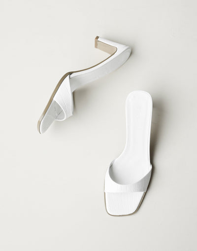 Karvan Heels (White Croc) - By Billini - Slip On Heel - Women's Shoes - Charcoal Clothing