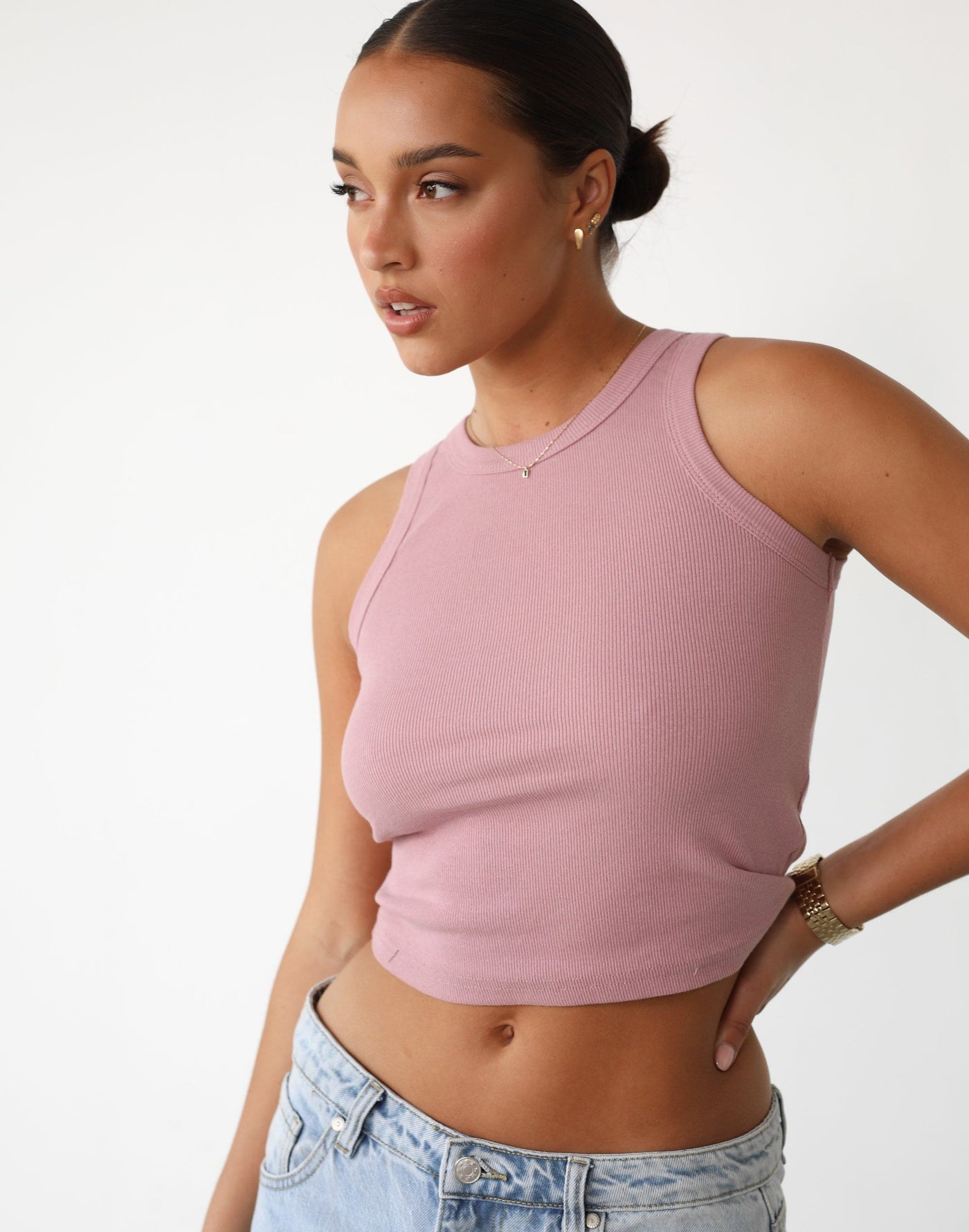 Cornell Tank Top (Mauve) | Ribbed Tank Top - Women's Top - Charcoal Clothing