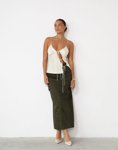 Deena Maxi Skirt (Burnt Olive) - Cargo Maxi Skirt - Women's Skirt - Charcoal Clothing