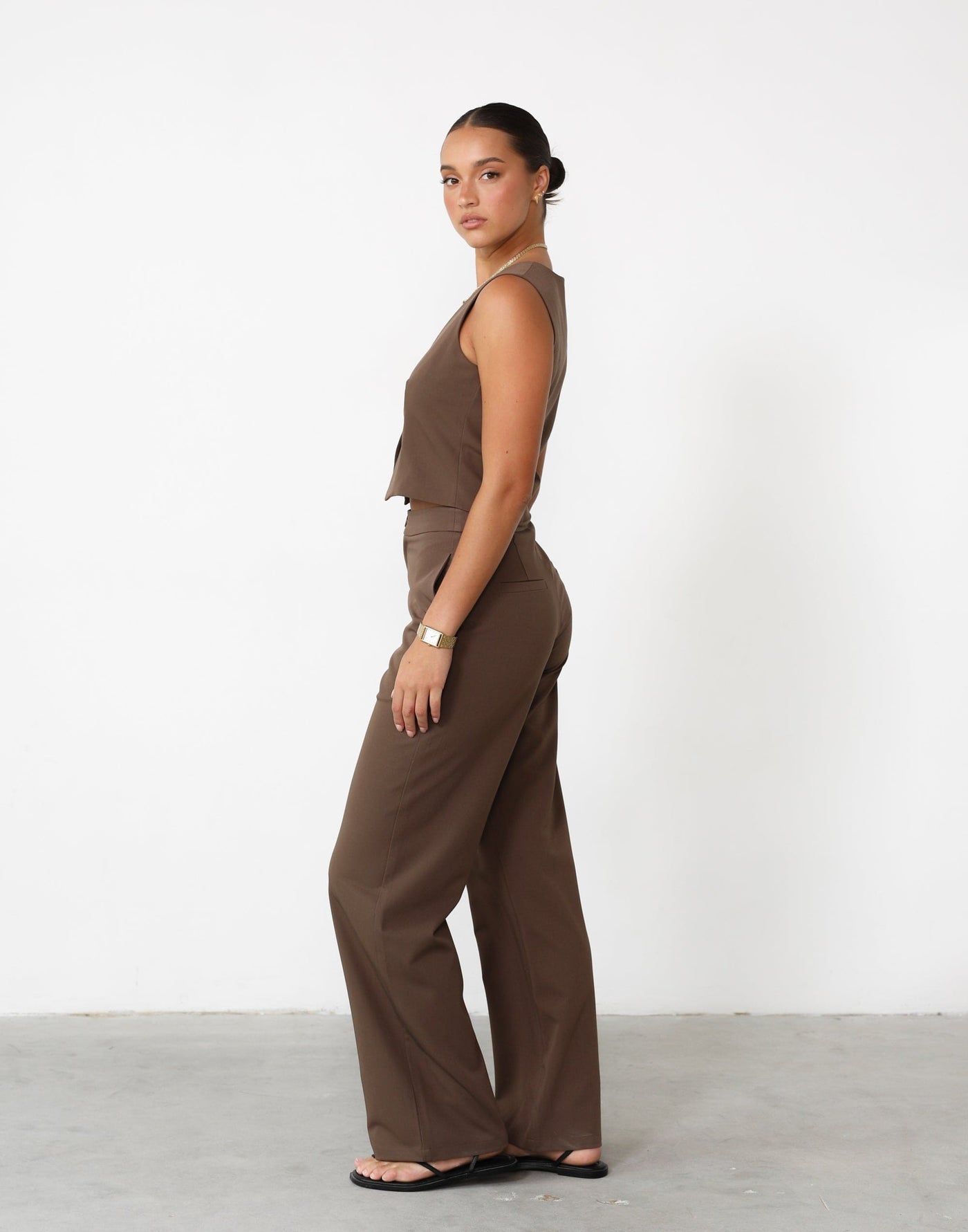 Enfilade Pants (Coffee) - High Waisted Straight Leg Pant - Women's Pants - Charcoal Clothing