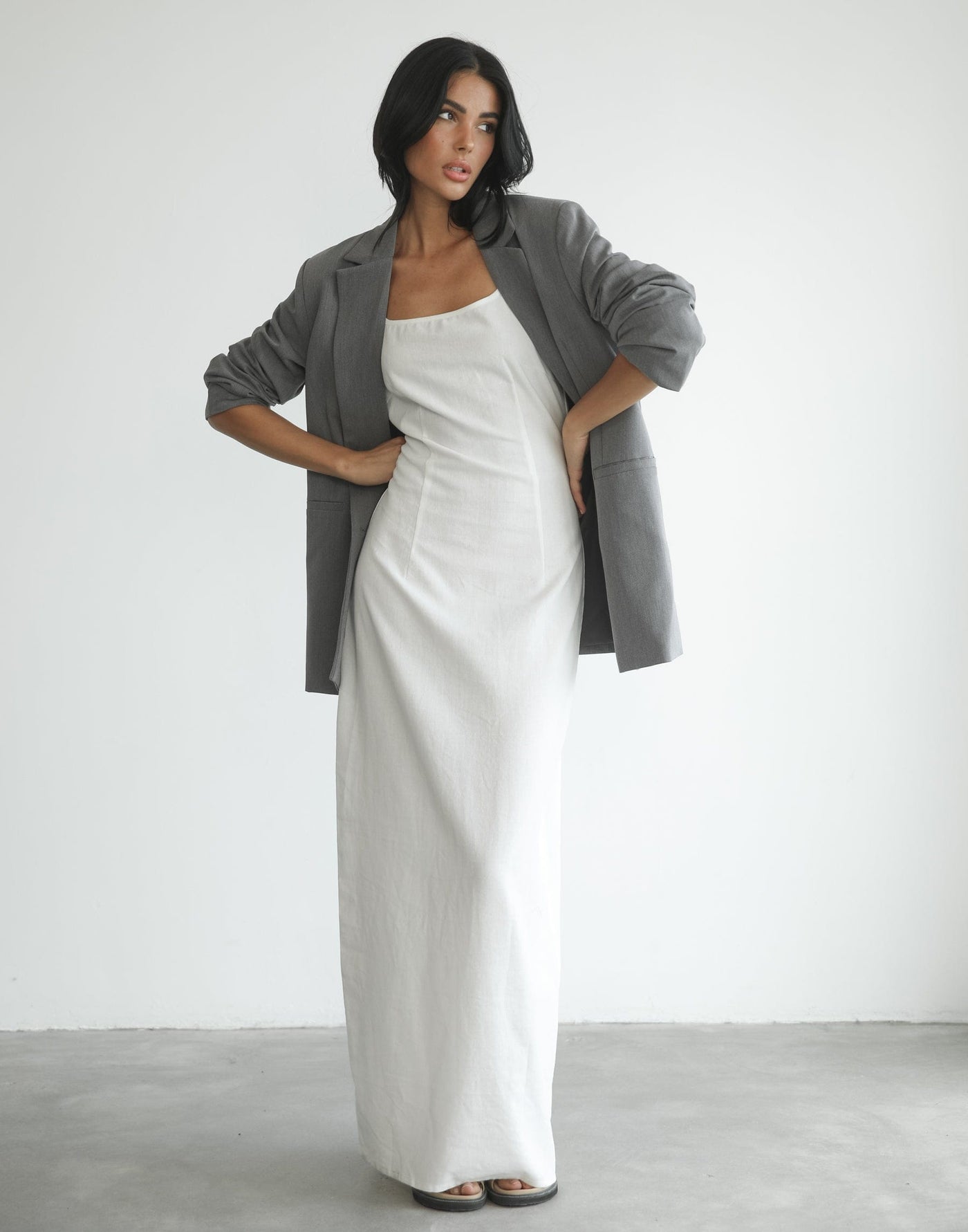 Moscow Maxi Dress (White) - White Linen Maxi Dress - Women's Dress - Charcoal Clothing