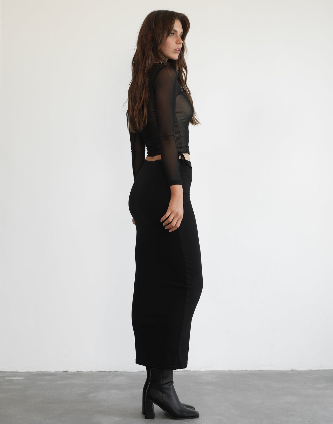 Tracy Long Sleeve Top (Black) - Black Long Sleeve Top - Women's Dress - Charcoal Clothing