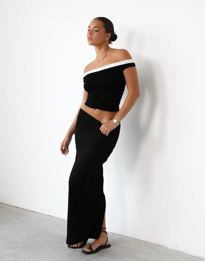 Fable Maxi Skirt (Black) - Lined Bodycon Jersey Maxi Skirt - Women's Skirt - Charcoal Clothing