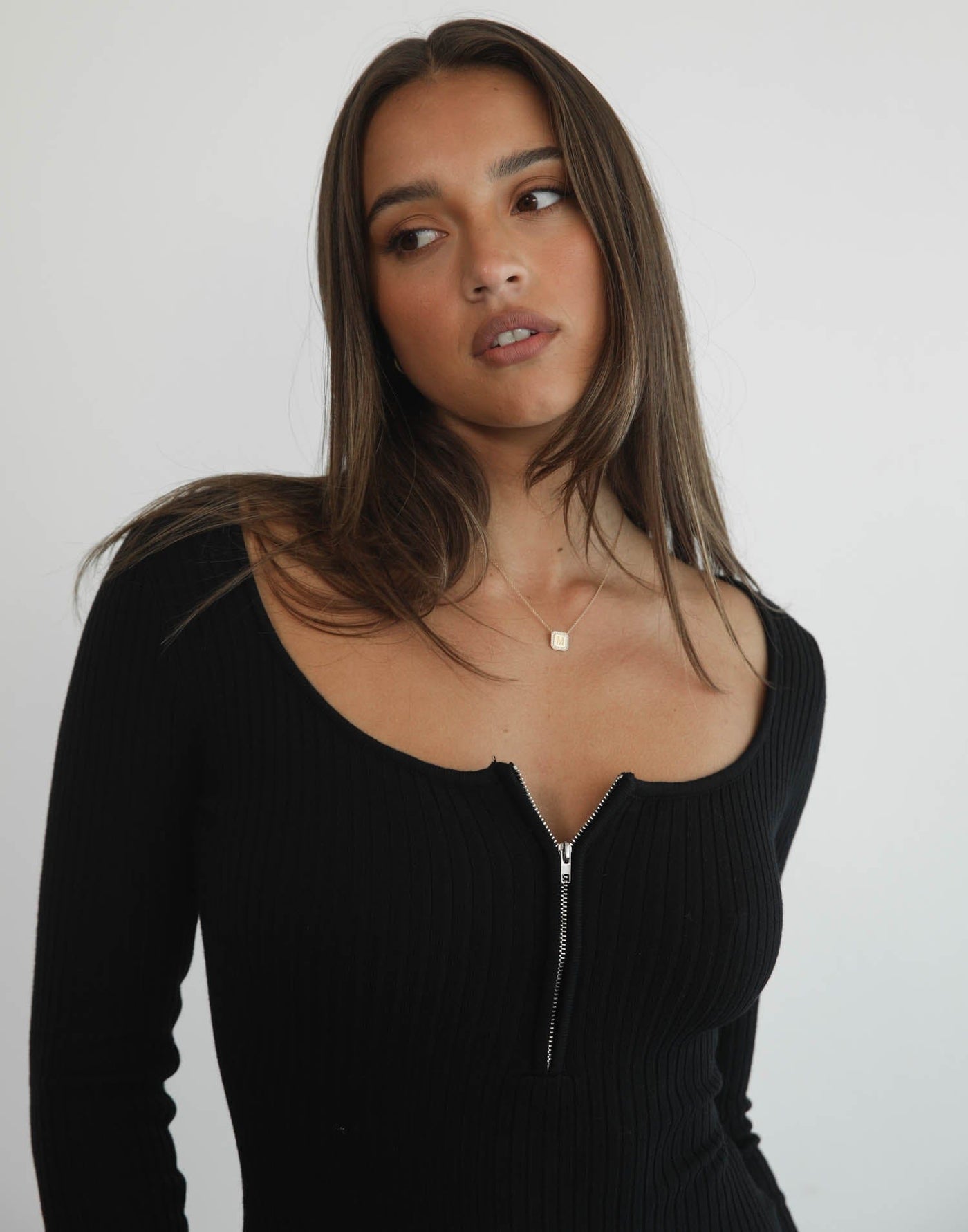 Jhene Long Sleeve Bodysuit (Black) - Black Long Sleeve Bodysuit - Women's Bodysuit - Charcoal Clothing
