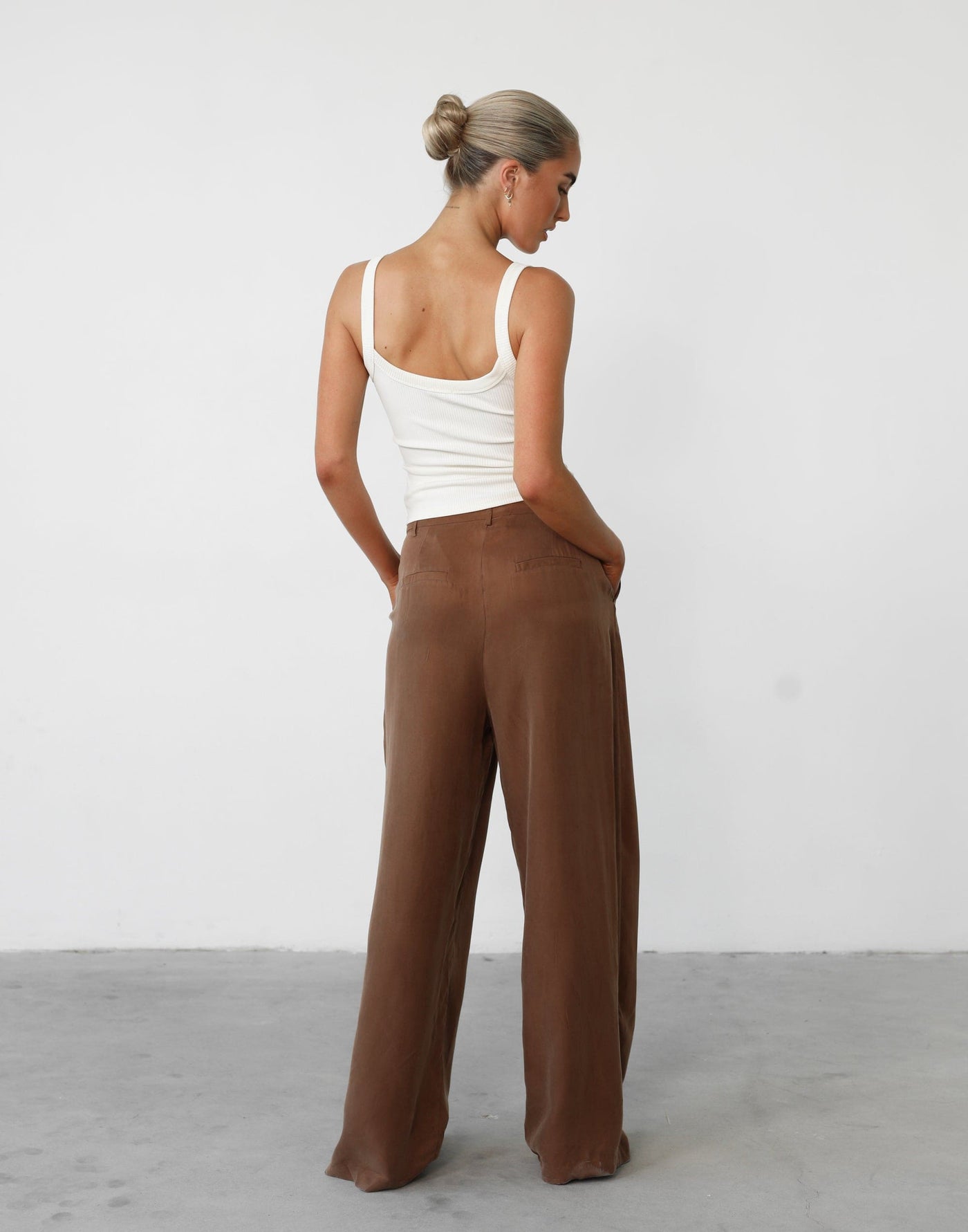 Ranna Pants (Mocha) - Mid Rise Relaxed Fit Wide Leg Pant - Women's Pants - Charcoal Clothing