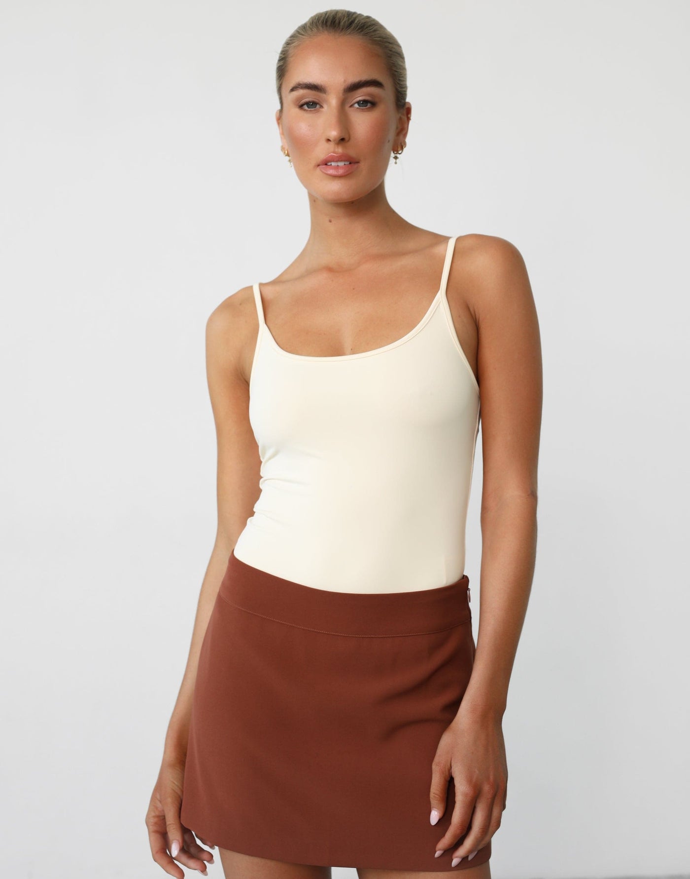 Ashwood Mini Skirt (Clay) - Mid Rise Mini Skirt - Women's Skirt - Charcoal Clothing