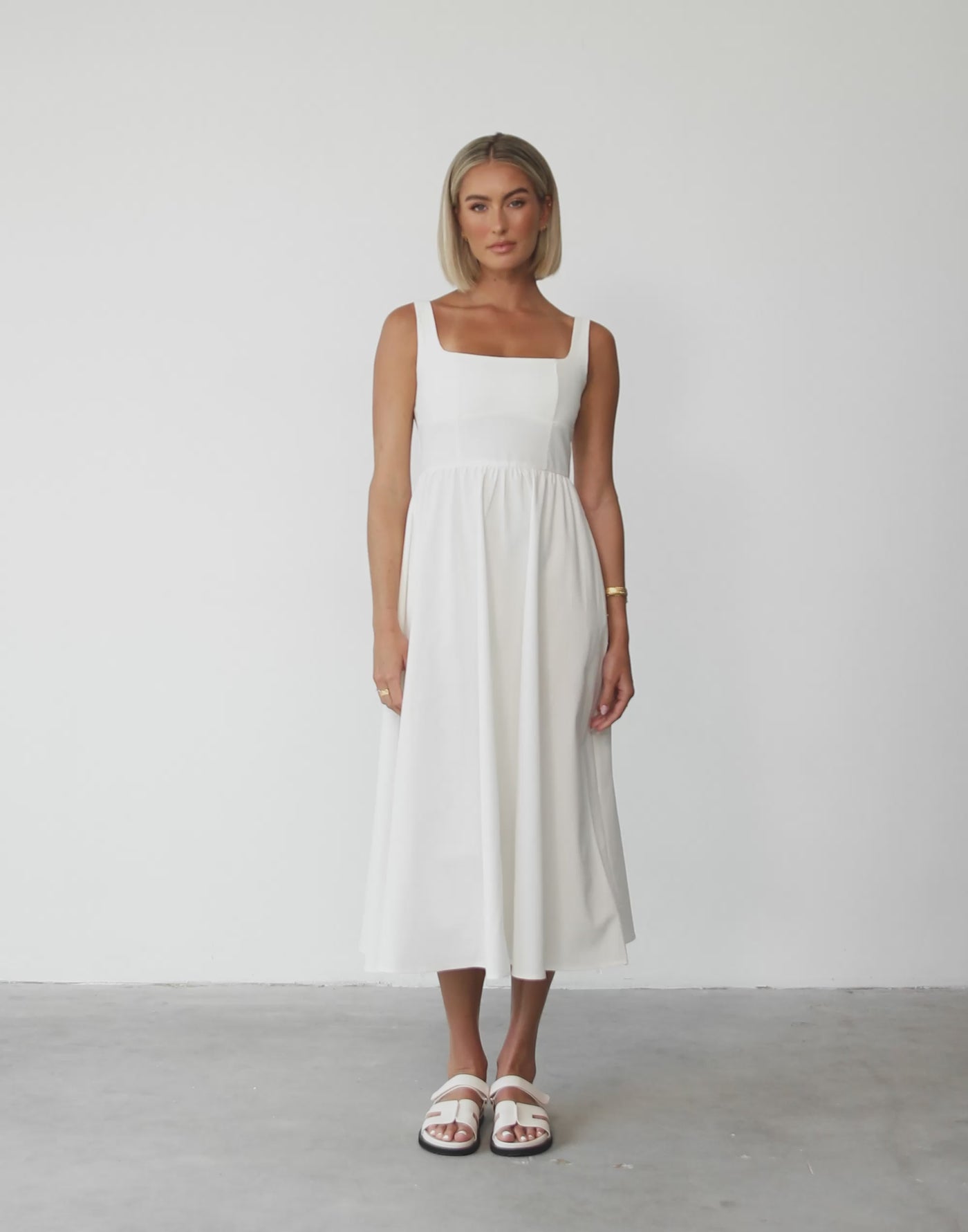 Mariel Midi Dress (White)