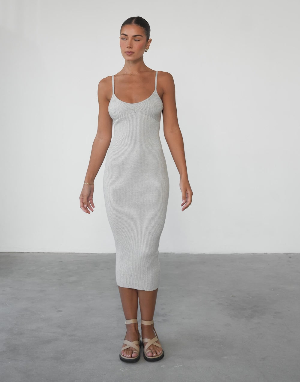 Aminah Midi Dress (Light Grey)