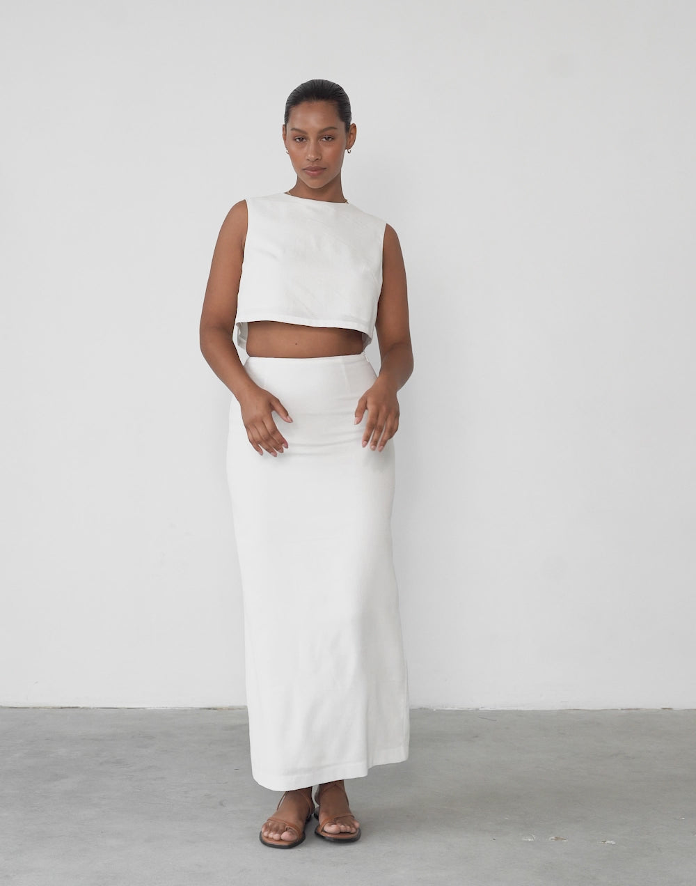 Como Linen Maxi Skirt (White)