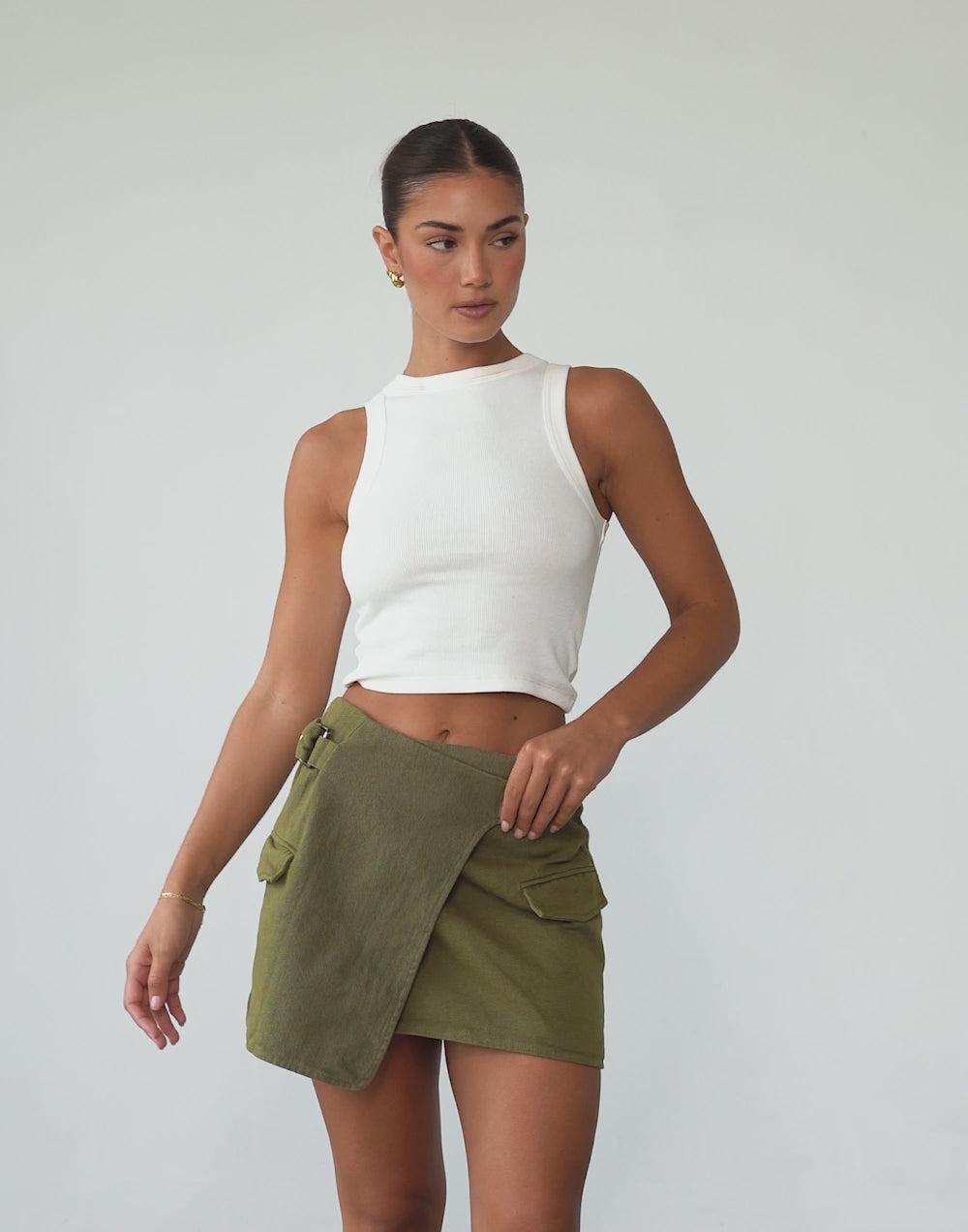 Calypso Mini Skirt (Khaki)