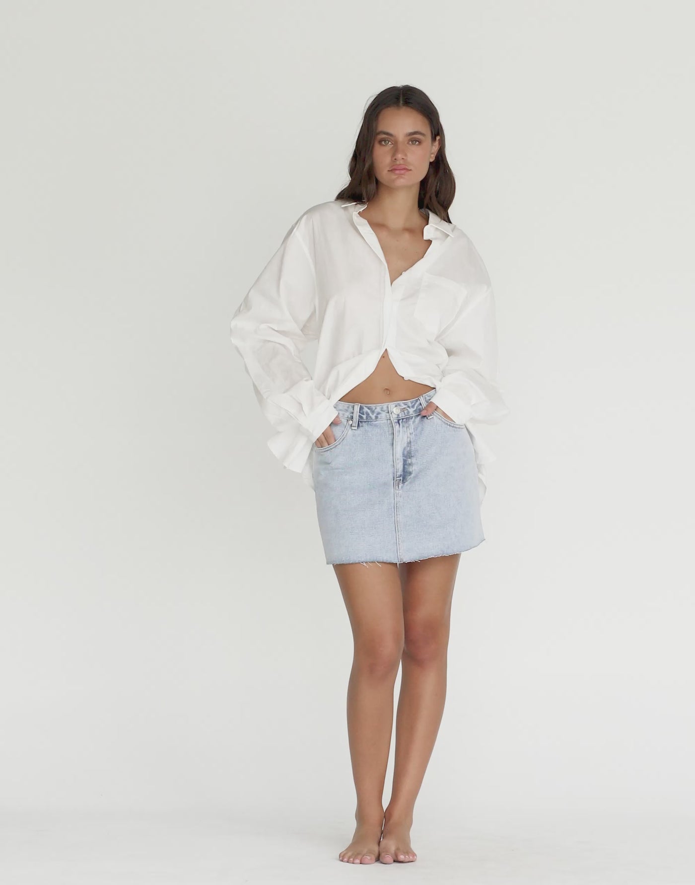 Rowan Denim Mini Skirt (Light Vintage)