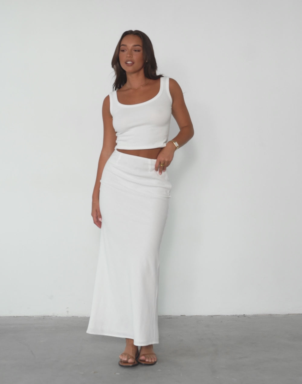 Cleo Linen Maxi Skirt (White)