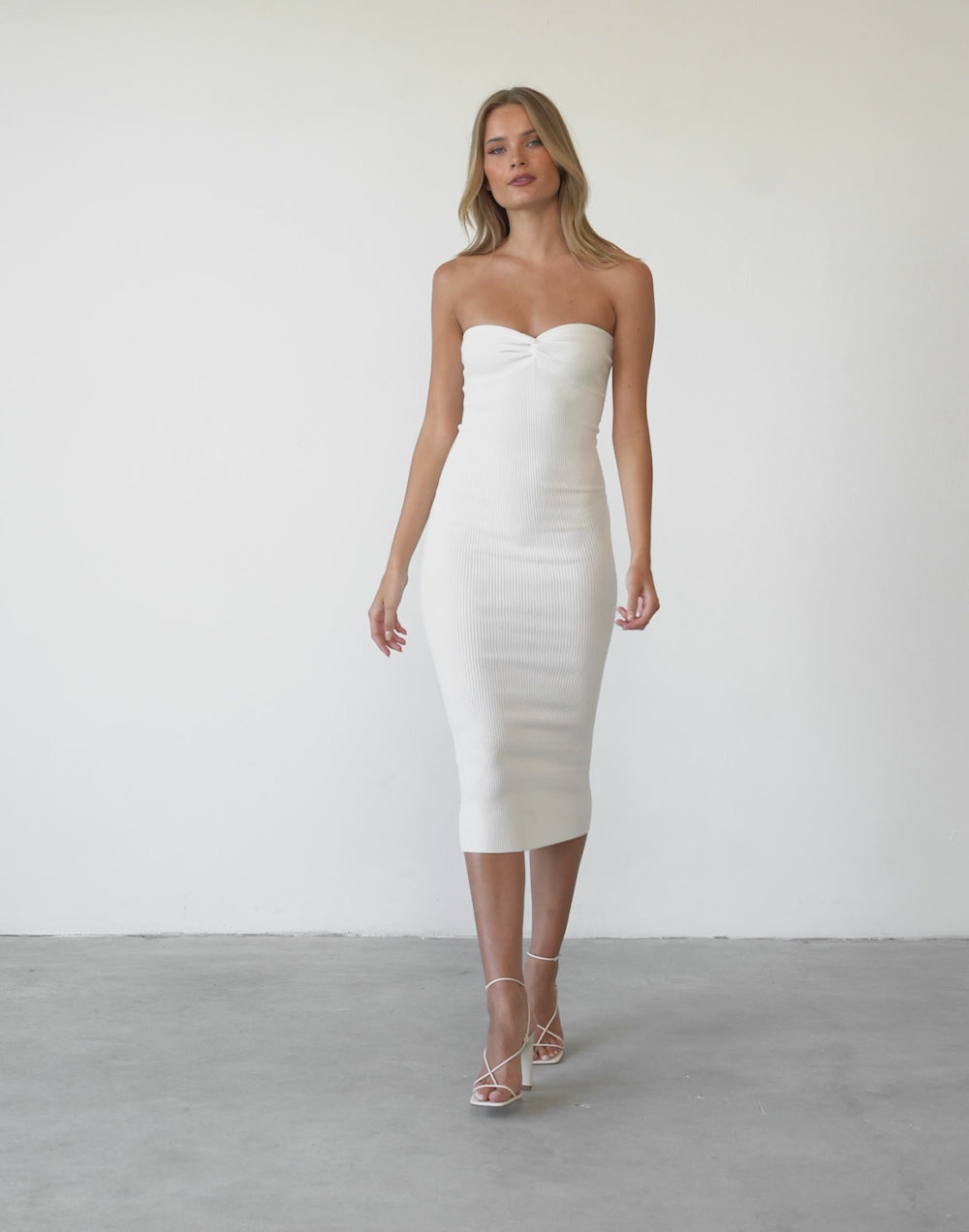 Maida Midi Dress (White)