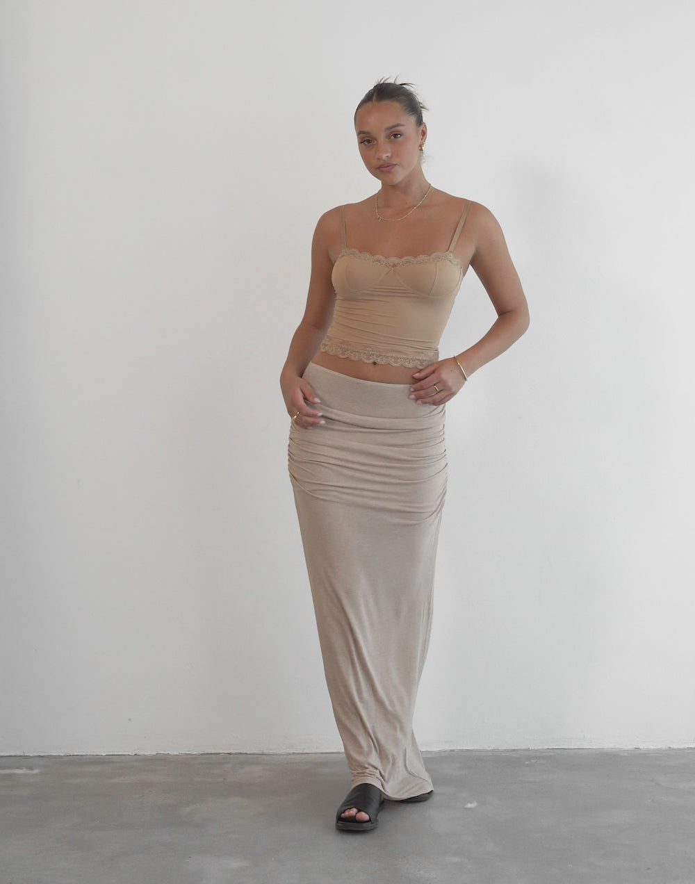 Almost Famous Maxi Skirt (Taupe) - By Lioness