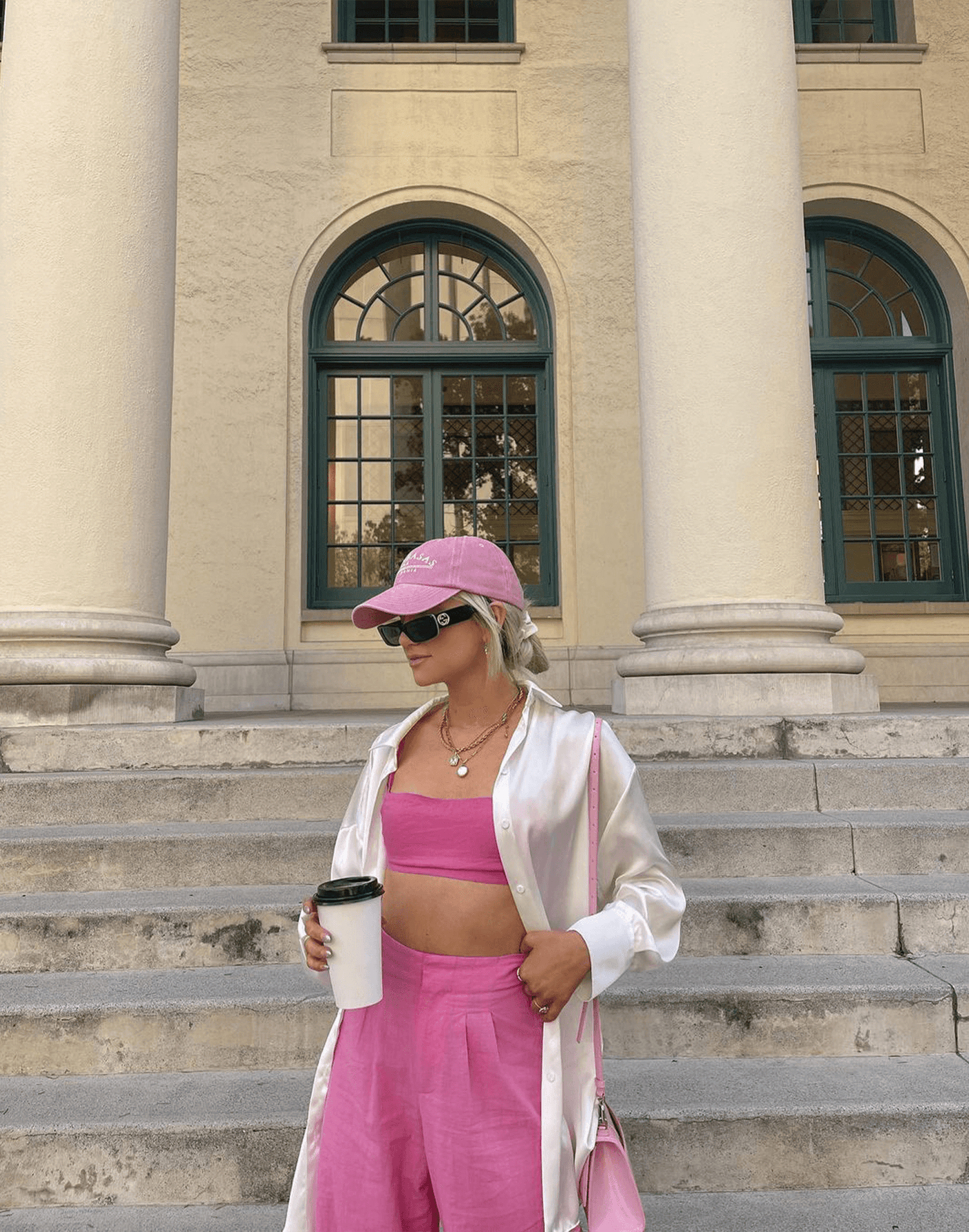 Cairo Crop Top (Pink) - Pink Linen Crop Top - Women's Top - Charcoal Clothing