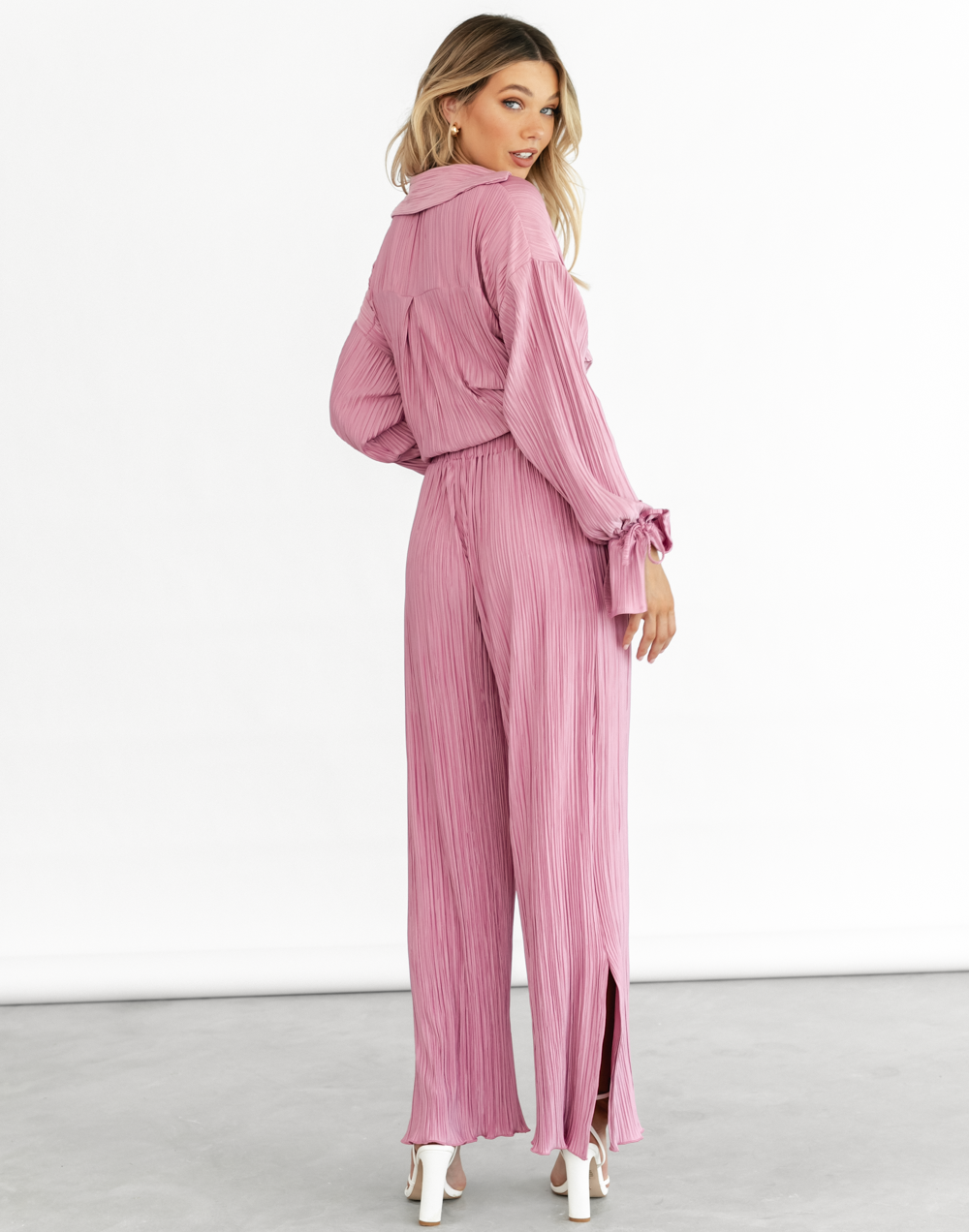 Sweet Serenity Pants (Dusty Pink) - Pink Pleated Pants - Women's Pants - Charcoal Clothing