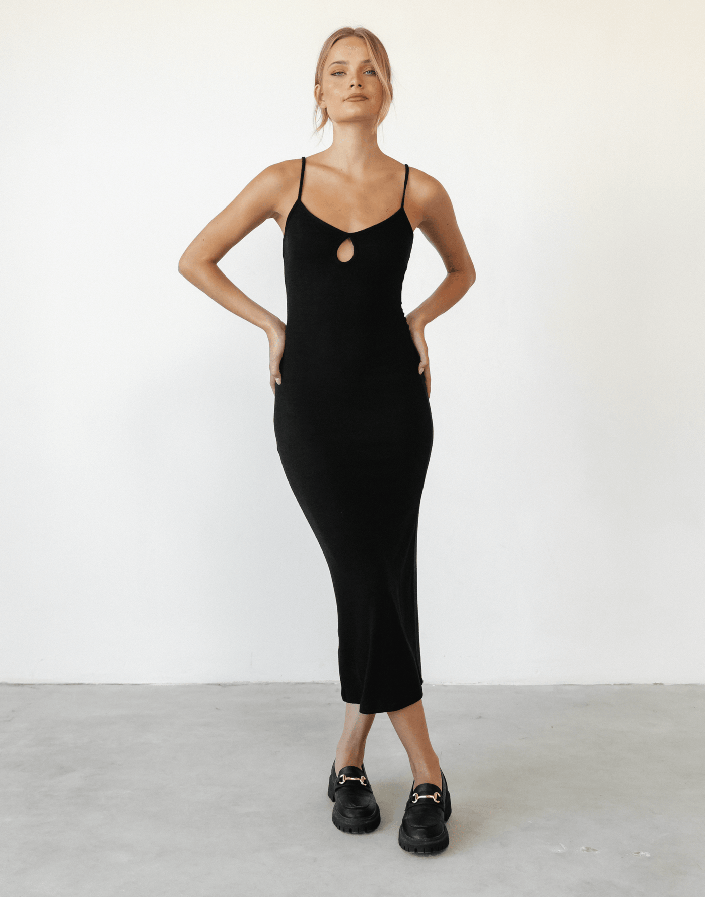 Mccarthy Midi Dress (Black) - Black Midi Dress - Women's Dress - Charcoal Clothing