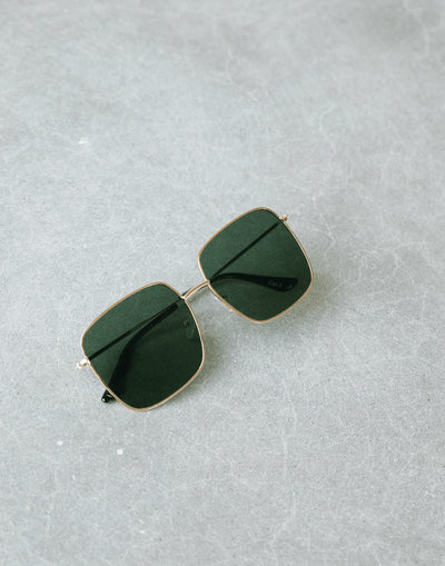 No Time Sunglasses (Gold/Green) - Square Sunglasses - Women's Accessories - Charcoal Clothing
