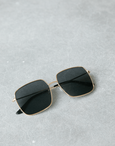 No Time Sunglasses (Gold/Black) - Square Sunglasses - Women's Accessories - Charcoal Clothing