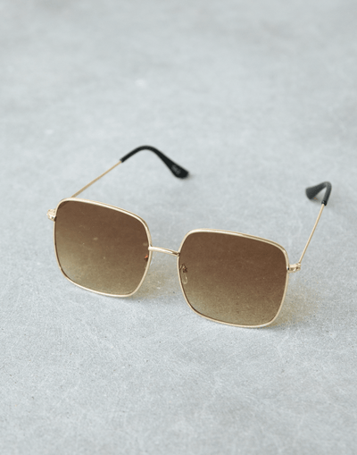 No Time Sunglasses (Gold/Peach) - Square Sunglasses - Women's Accessories - Charcoal Clothing