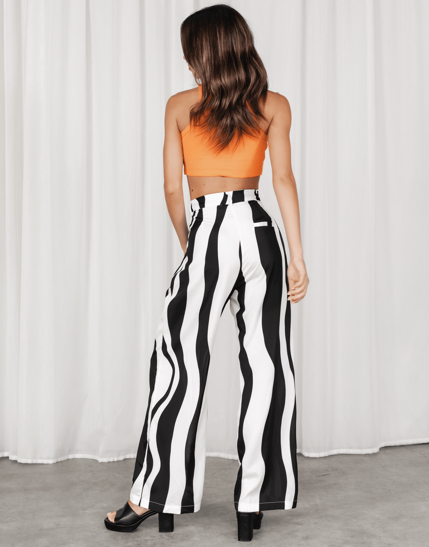Zita Pants Black and White Abstract Print High Waisted Pants