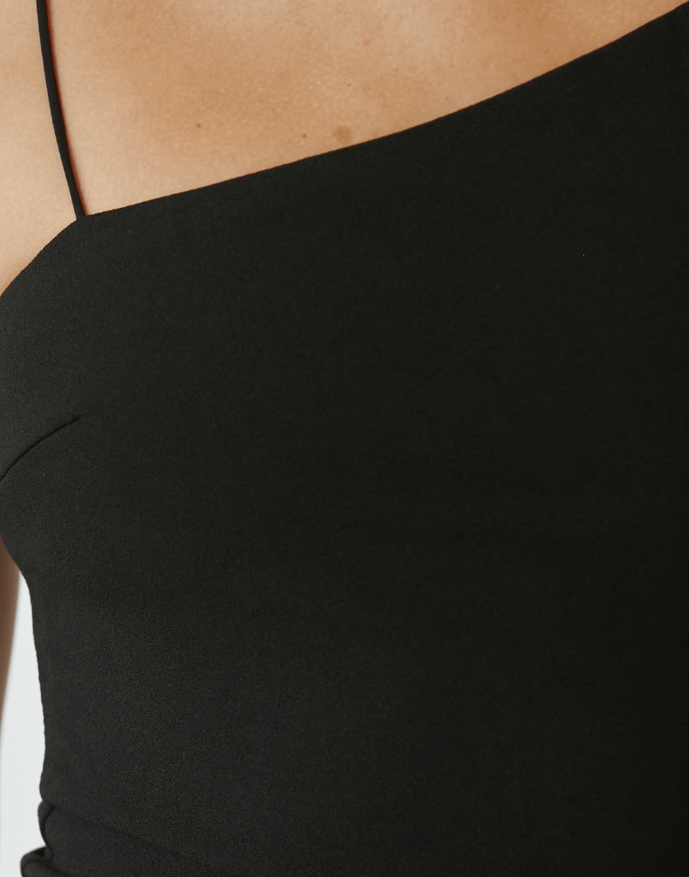 Caitlyn Midi Dress (Black) - Linen Midi Dress - Women's Dress - Charcoal Clothing