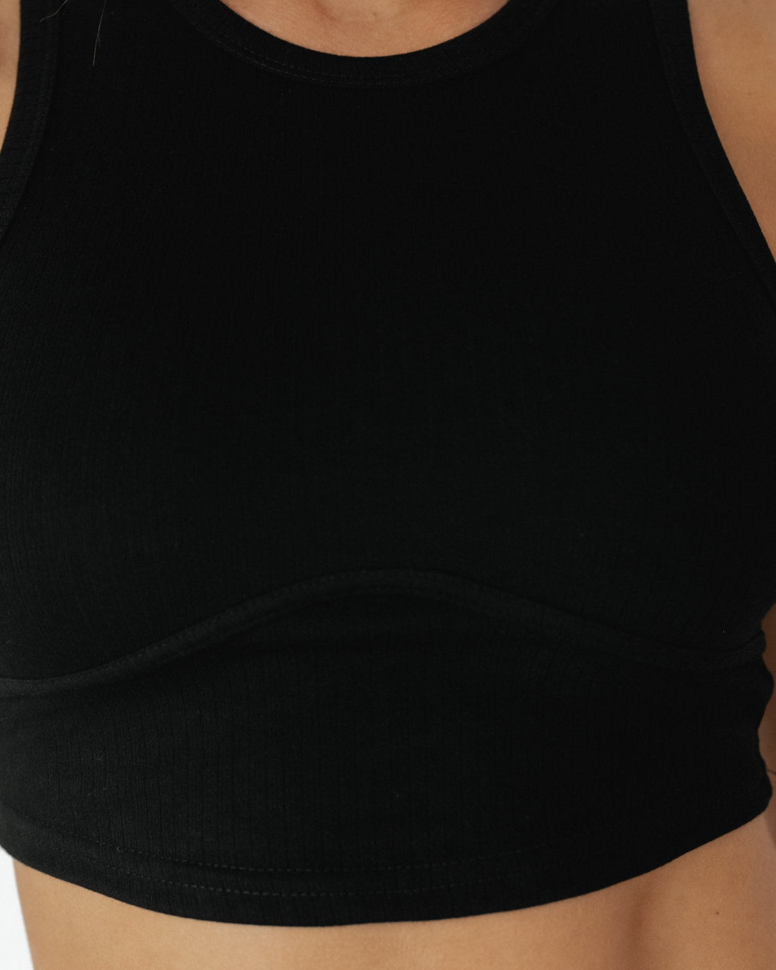 Hazel Crop Top (Black) - Curved Hem Crop Top - Women's Top - Charcoal Clothing
