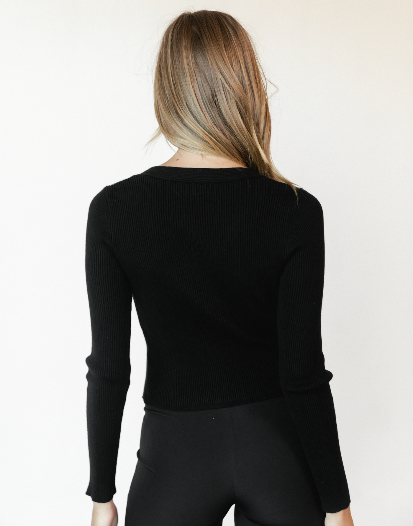 Mendi Long Sleeve Top (Black) - Knit Twist Long Sleeve Top - Women's Top - Charcoal Clothing